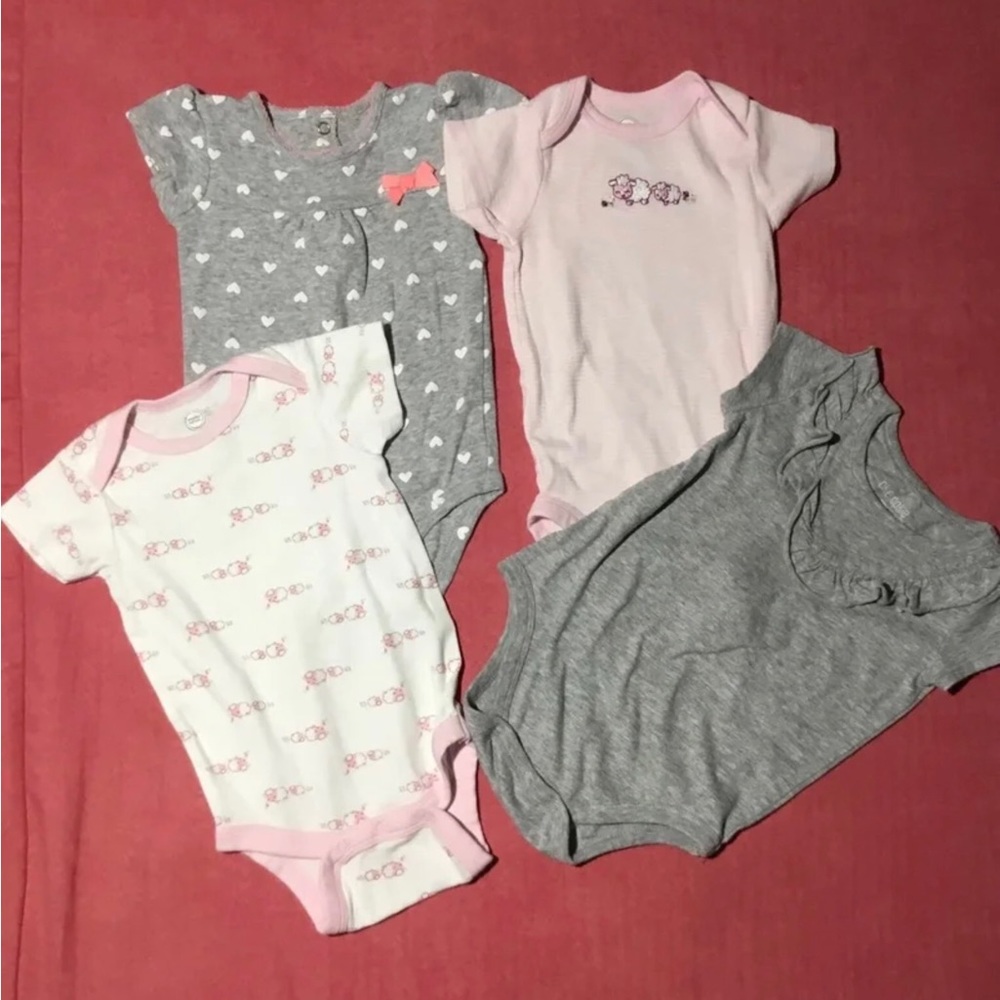 Lot of 4 Girls Onesies Size 12 Mos